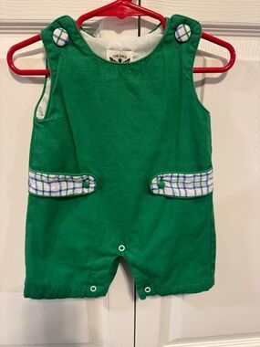 The Oaks Green Plaid-Trim Baby One-Piece Bodysuit 6m